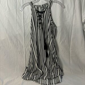 A black and white striped sun dress.